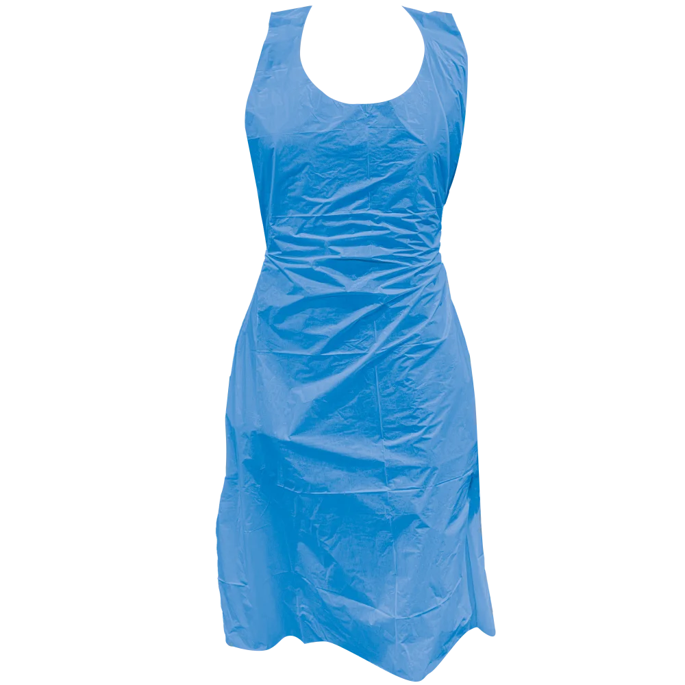 60-115 Disposable Schort PE 20mu, blauw - productafbeelding